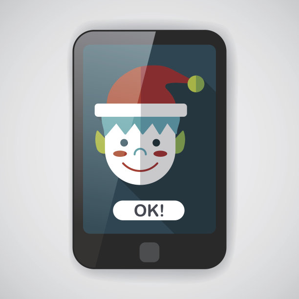 圣诞男孩与长影子扁平图标，eps10图片下载