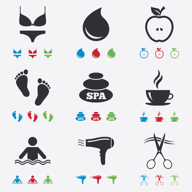 水疗、美容图标。游泳池的迹象图片下载