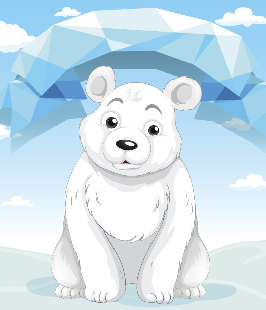 小北极熊坐在冰上素材图片