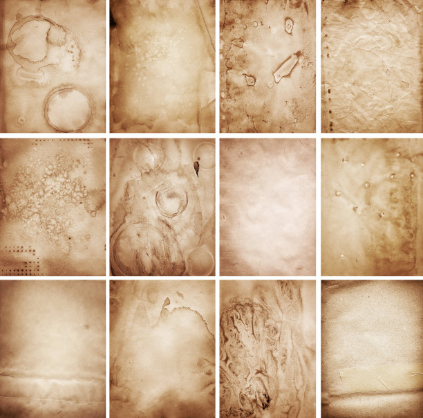 一套垃圾回收羊皮纸有污点，纸的纹理图片下载