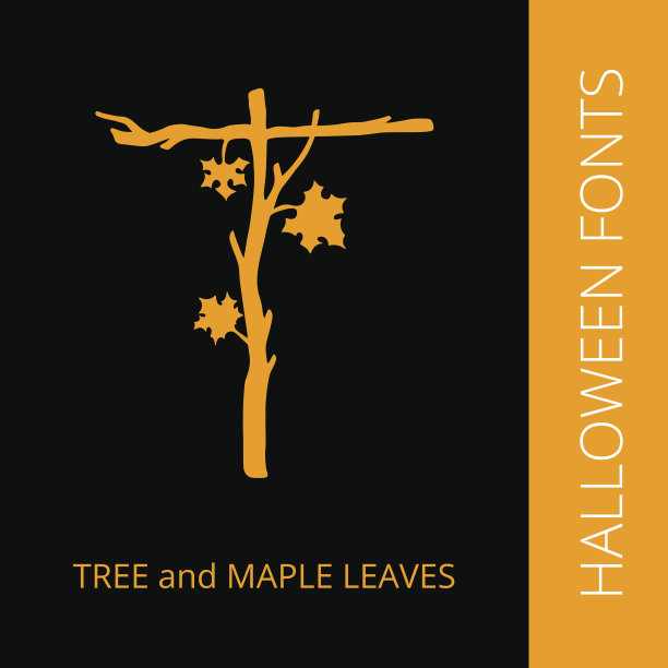 万圣节的字母T由树和枫叶组成图片下载