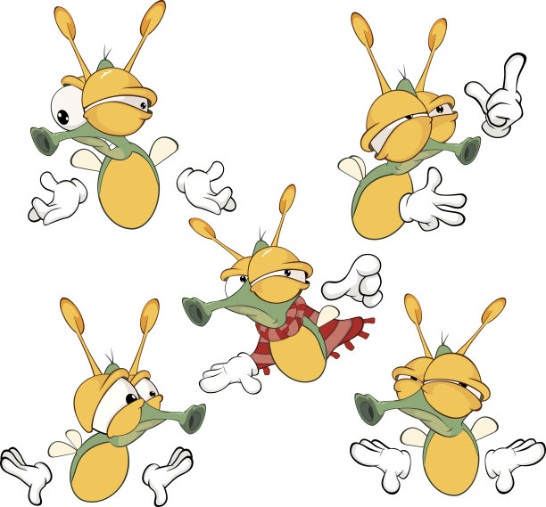 一套可爱的卡通萤火虫插图图片下载