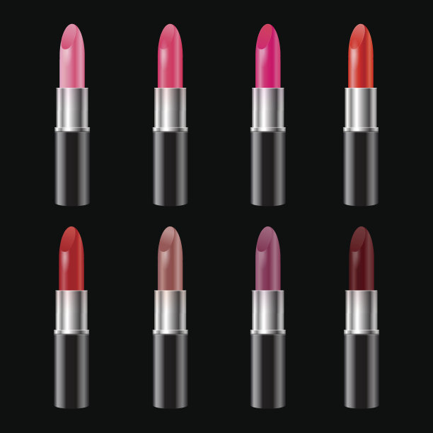 口红设置在黑色背景图片下载