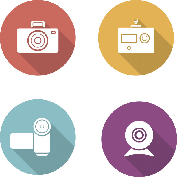 数码相机平面设计图标集图片下载