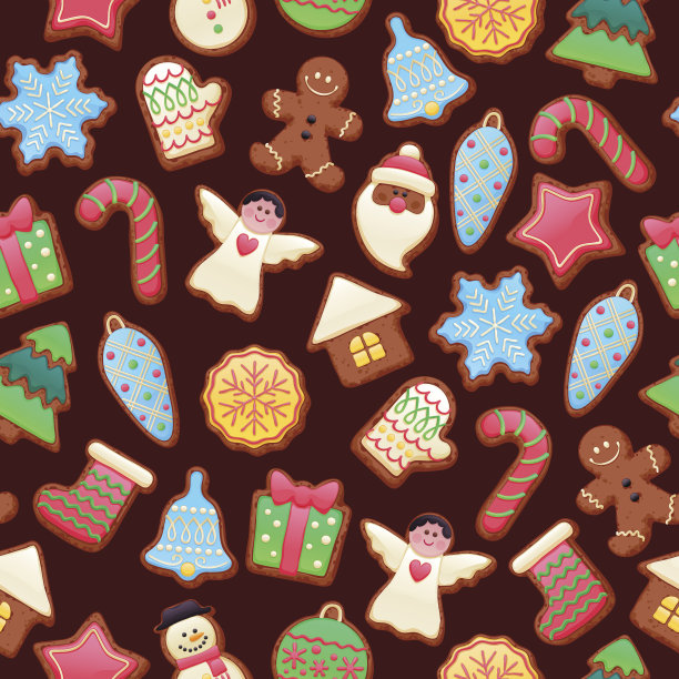 五颜六色美丽的圣诞饼干图标图案图片下载