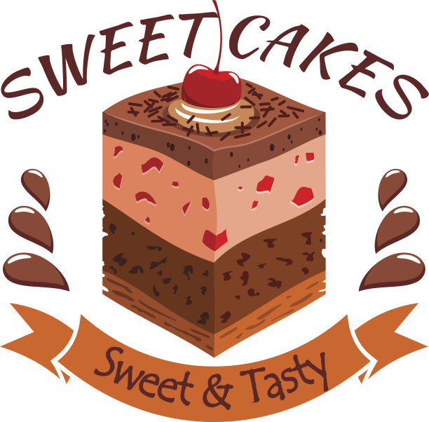 带浆果的甜蛋糕。烘焙店会徽图片下载