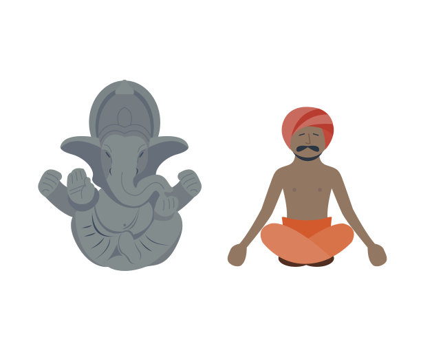 印度大象和佛陀矢量插图。素材图片