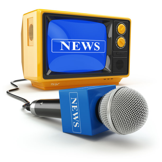 电视新闻或报道概念。麦克风和电视。图片下载