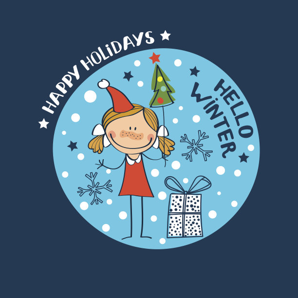 戴着冬帽的女孩。圣诞节假期图片下载