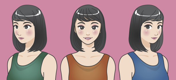 不同角度的胸部和脸的年轻女孩图片下载