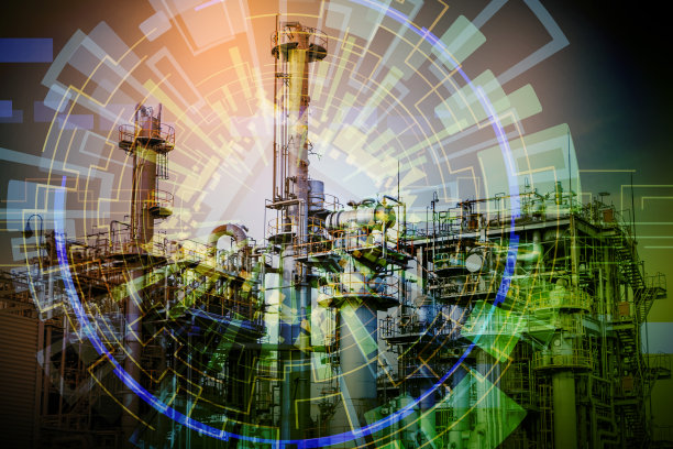 现代工厂和电力抽象，概念形象视觉图片下载