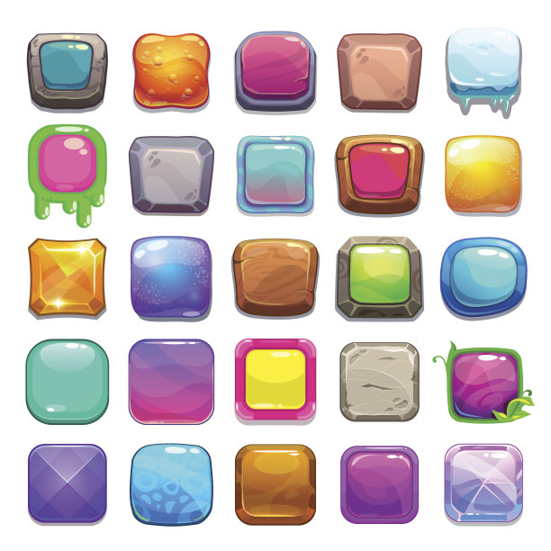 大套卡通方形按钮图片下载