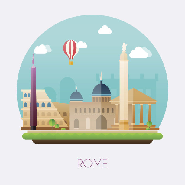 罗马。天际线和矢量景观的建筑和著名的土地图片下载