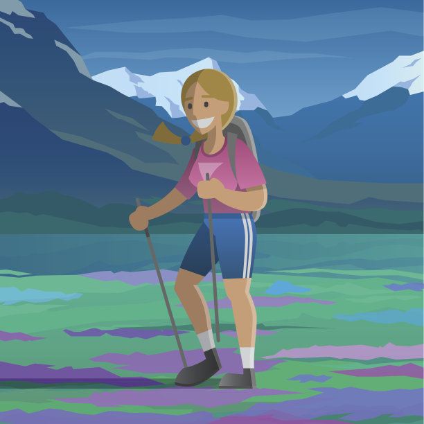 微笑的女孩穿过田野。图片下载