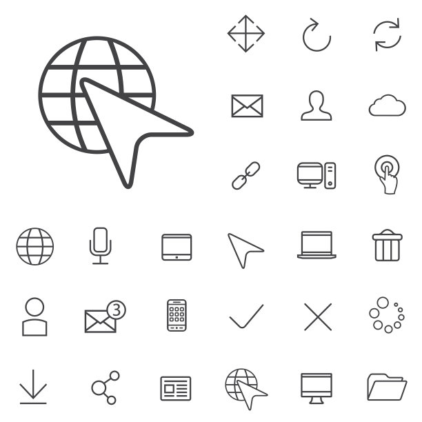 网页设计大纲，薄，平，数字图标设置图片下载