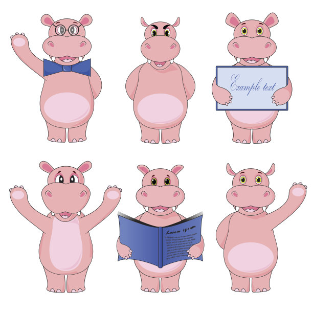 巨兽设置孤立的插图在白色背景矢量图片下载