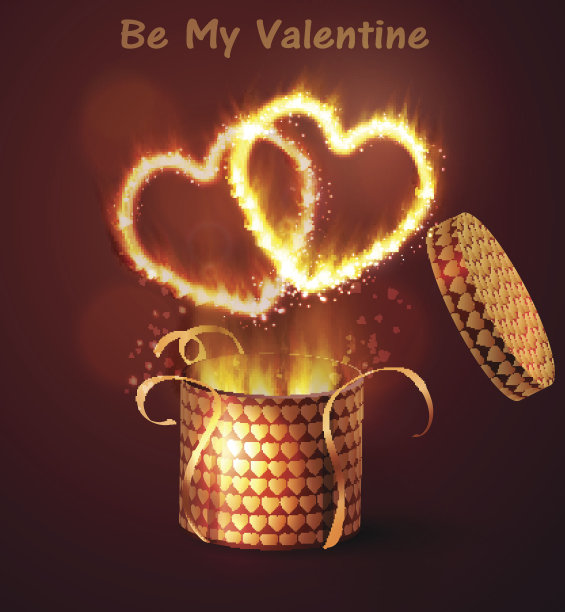 打开心形礼盒。图片下载