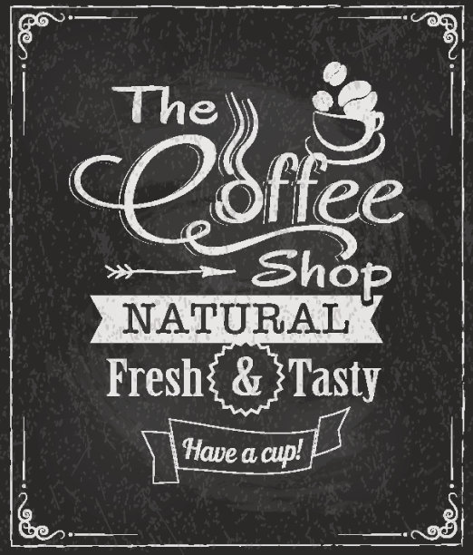 黑板上的咖啡标签图片下载