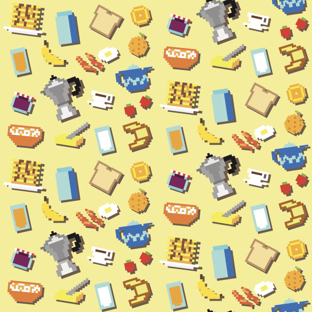 无缝像素早餐模式图片下载