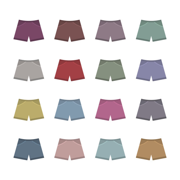 一套彩色短裤，矢量插图。图片下载