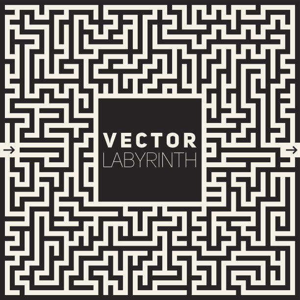 向量迷宫黑白迷宫框架背景素材图片