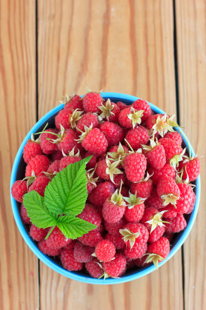 蓝碗里的覆盆子图片下载