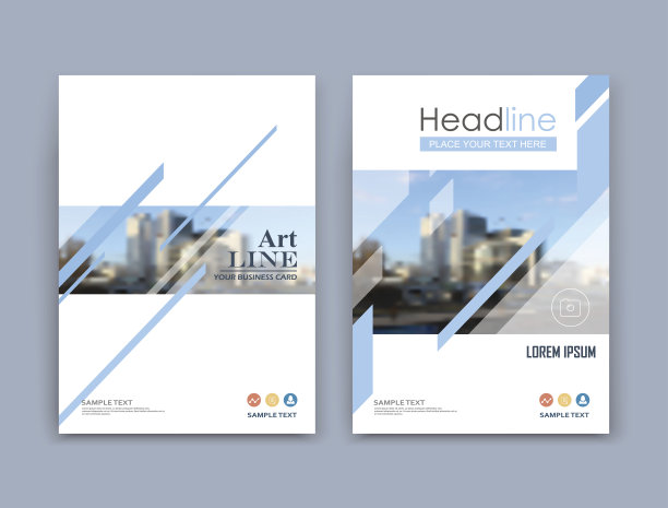 摘要a4宣传册封面设计。蓝线图图标。素材图片
