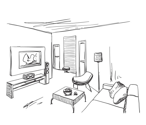 手绘室内草图图片下载