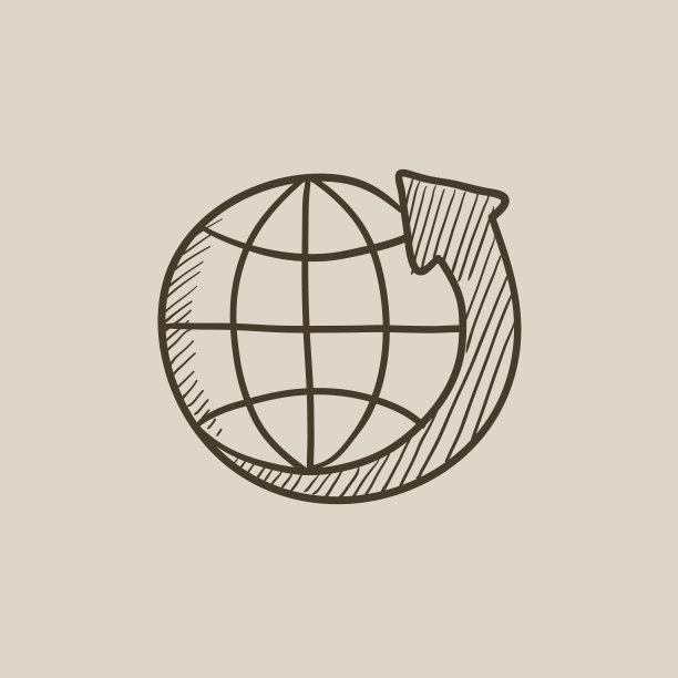 地球与箭头素描图标图片下载