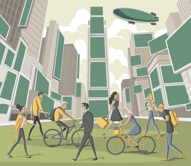 人们在城市中行走图片下载