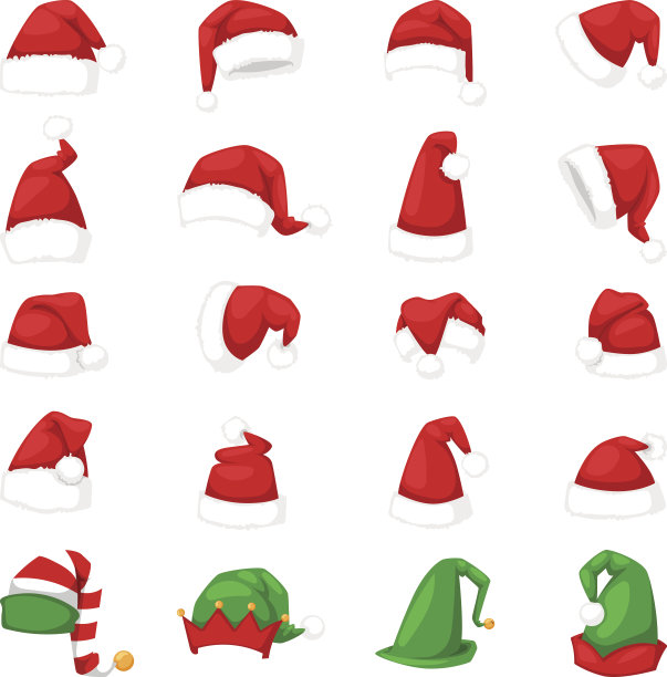 圣诞老人圣诞帽矢量插图。素材图片