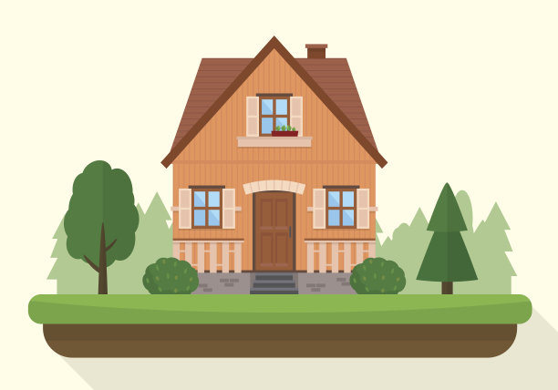 有晚景或夜景的小房子。图片下载