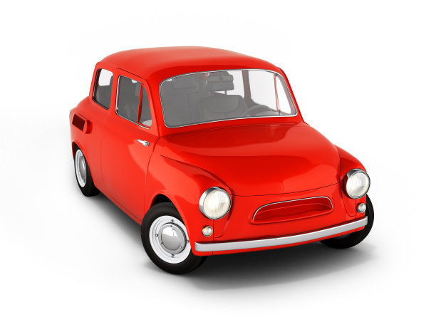 3D红色复古小汽车白色背景图片下载