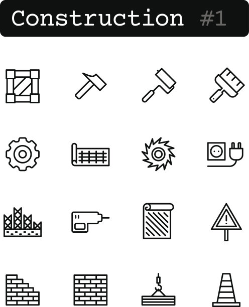 设置细线图标。向量。建筑、建筑图片下载