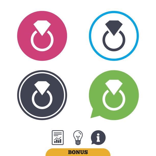 珠宝标志图标。有钻石标志的戒指。图片下载