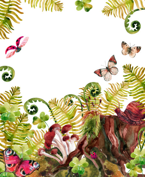 森林水彩背景。图片下载