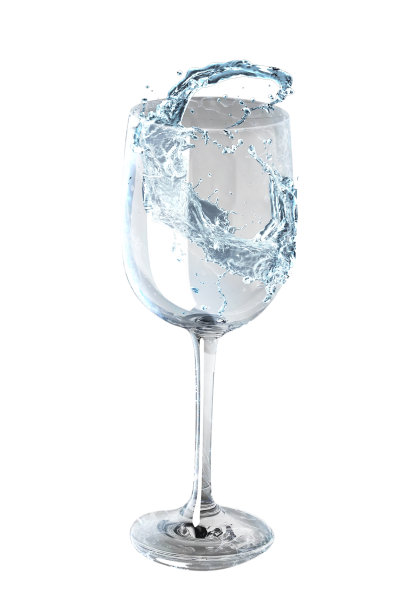 白色背景玻璃与水飞溅图片下载