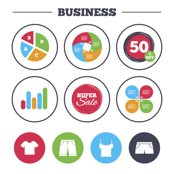 衣服的迹象。t恤、裤子和短裤。图片下载