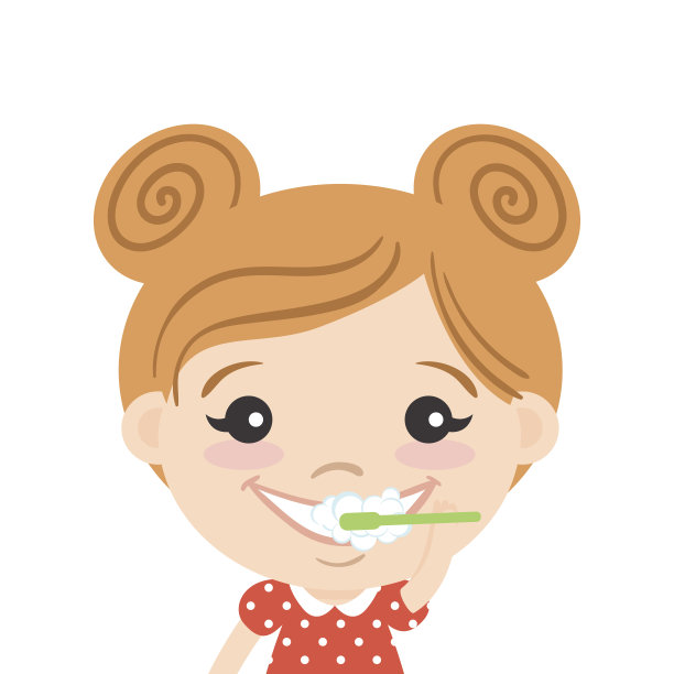 可爱的女孩用牙膏和牙刷刷牙。图片下载