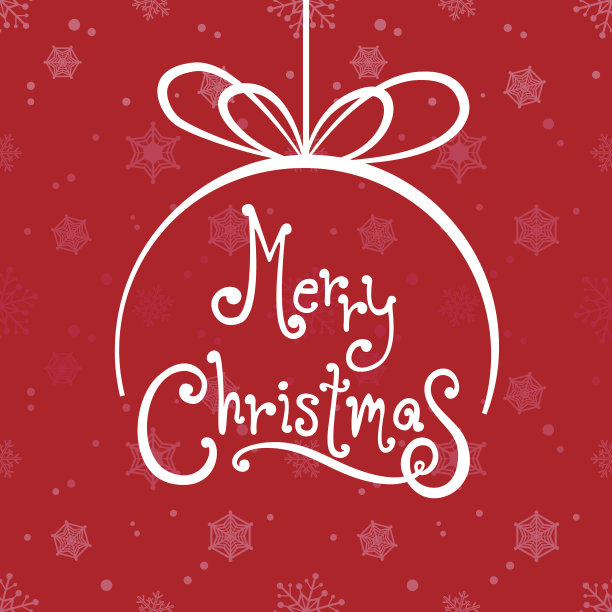 红色雪花背景的圣诞球图片下载