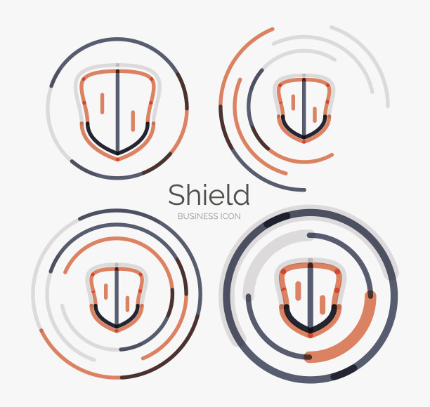 细线整齐的图标设计，盾形图标设置图片下载