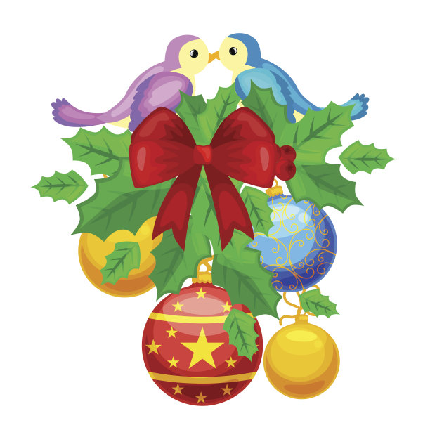 矢冬青浆果花环装饰设计元素。页面的圣诞装饰品图片下载