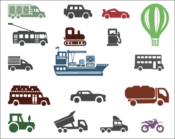 运输收集，剪影图标集图片下载