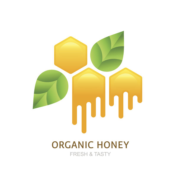 有机蜂蜜图标，标签矢量设计元素。图片下载