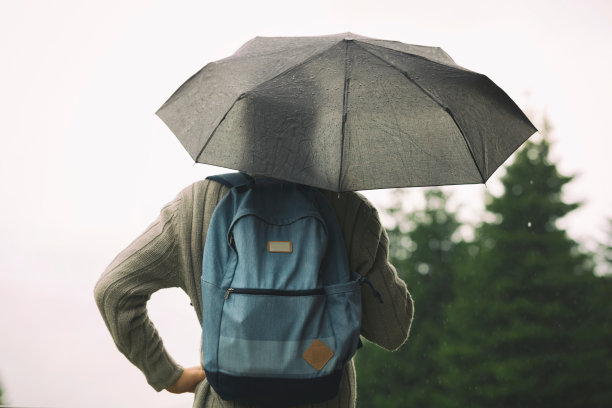 在大自然中打着伞的人。图片下载