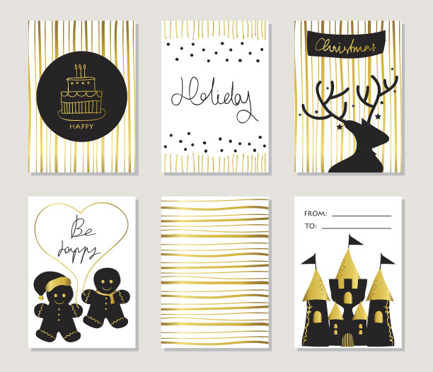 淡金色爱圣诞贺卡与姜饼图片下载