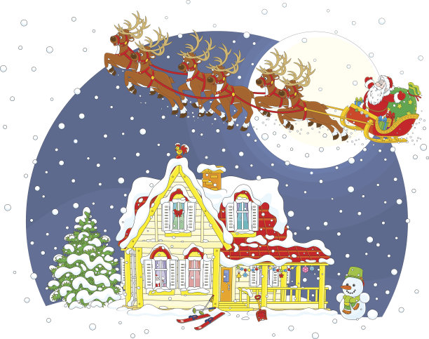 圣诞老人的圣诞雪橇图片下载