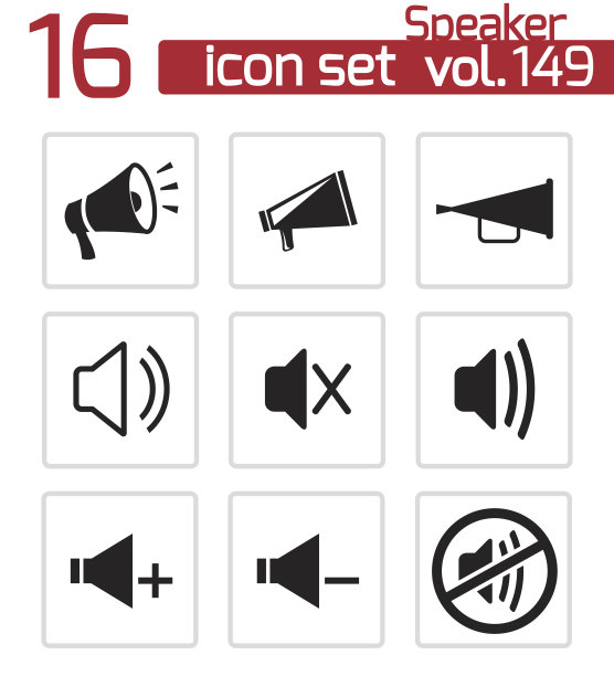 向量黑色扬声器图标设置图片下载