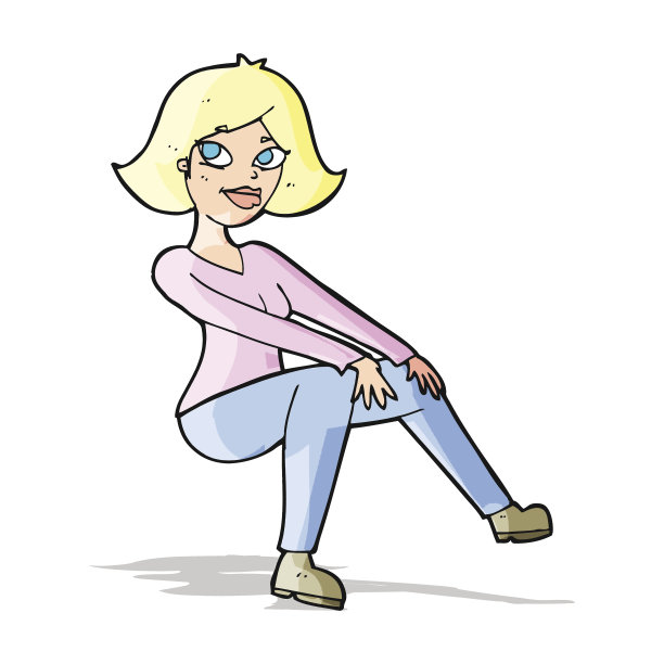 卡通happywoman坐图片下载