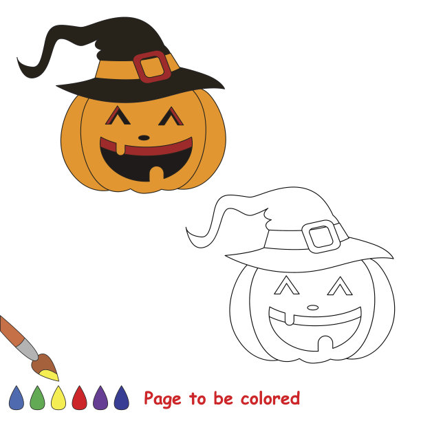 矢量卡通万圣节南瓜要着色图片下载